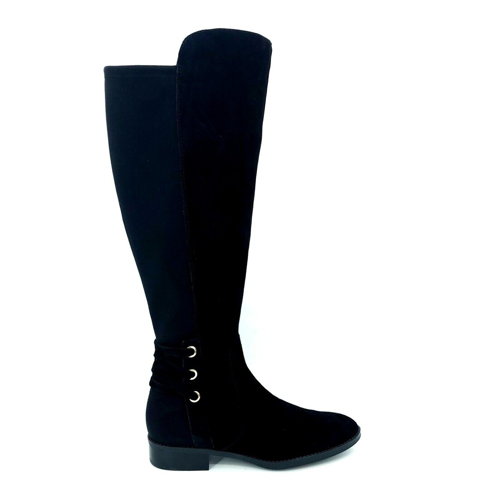 Vince Camuto Womens Pauletta Riding Boots Zip Almond Toe Suede Black‎ 6.5M WC